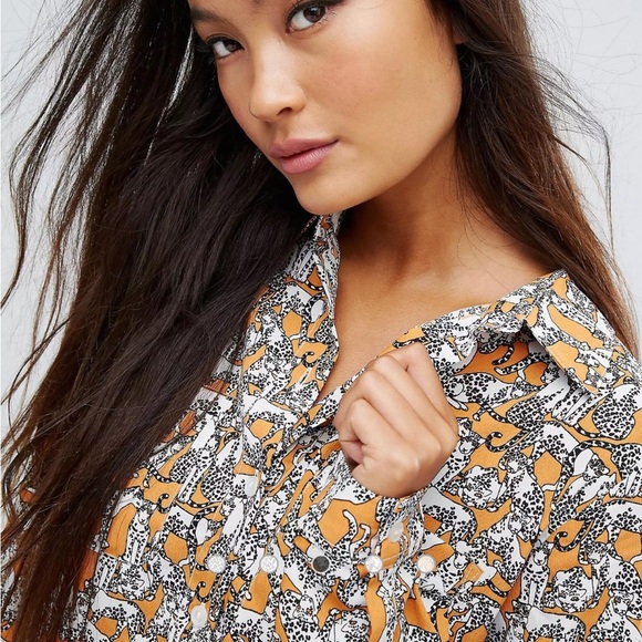 ASOS Vila Vila Animal Print Blouse - Picture 3 of 8